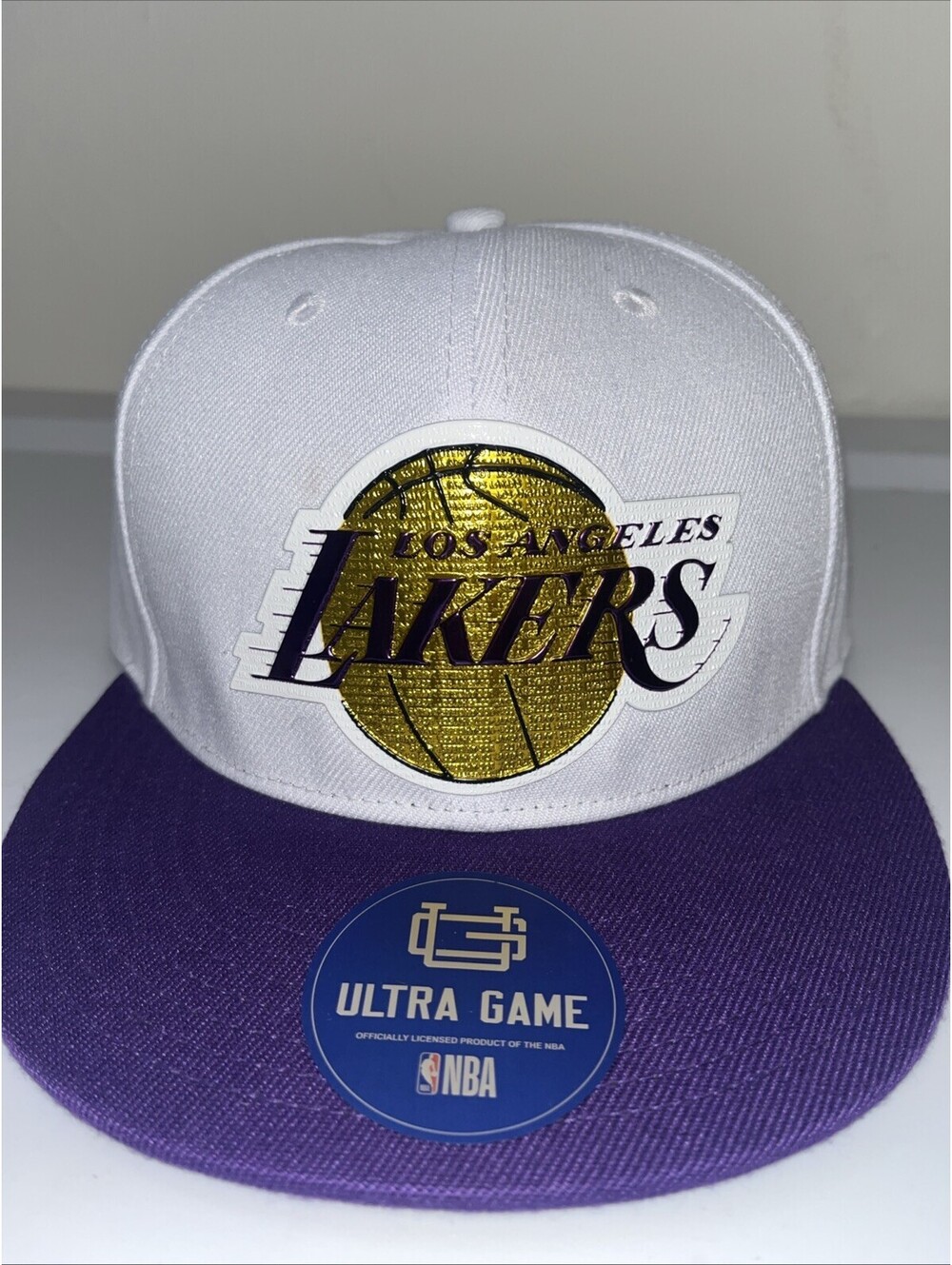 Los Angeles Ultra Game LAKERS Cap/Hat Snapback White/Purple NBA Basketball